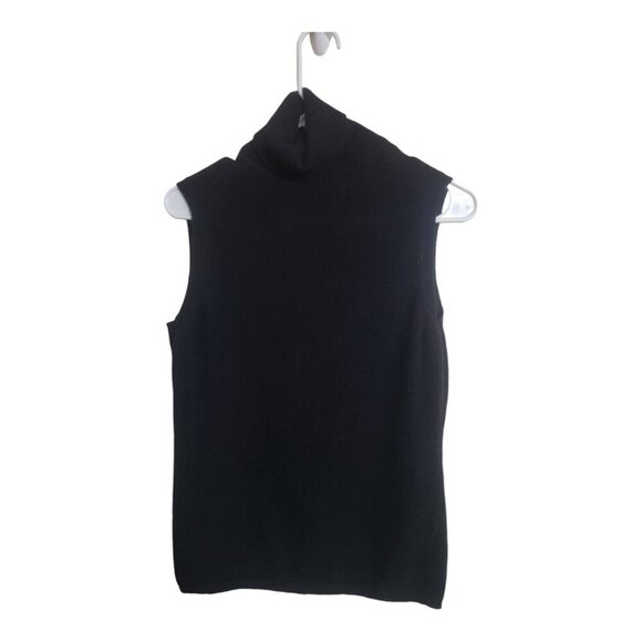 Sweater Women M Black Cashmere Career Minimalist Preppy Holiday Vest Turtleneck - Picture 1 of 6